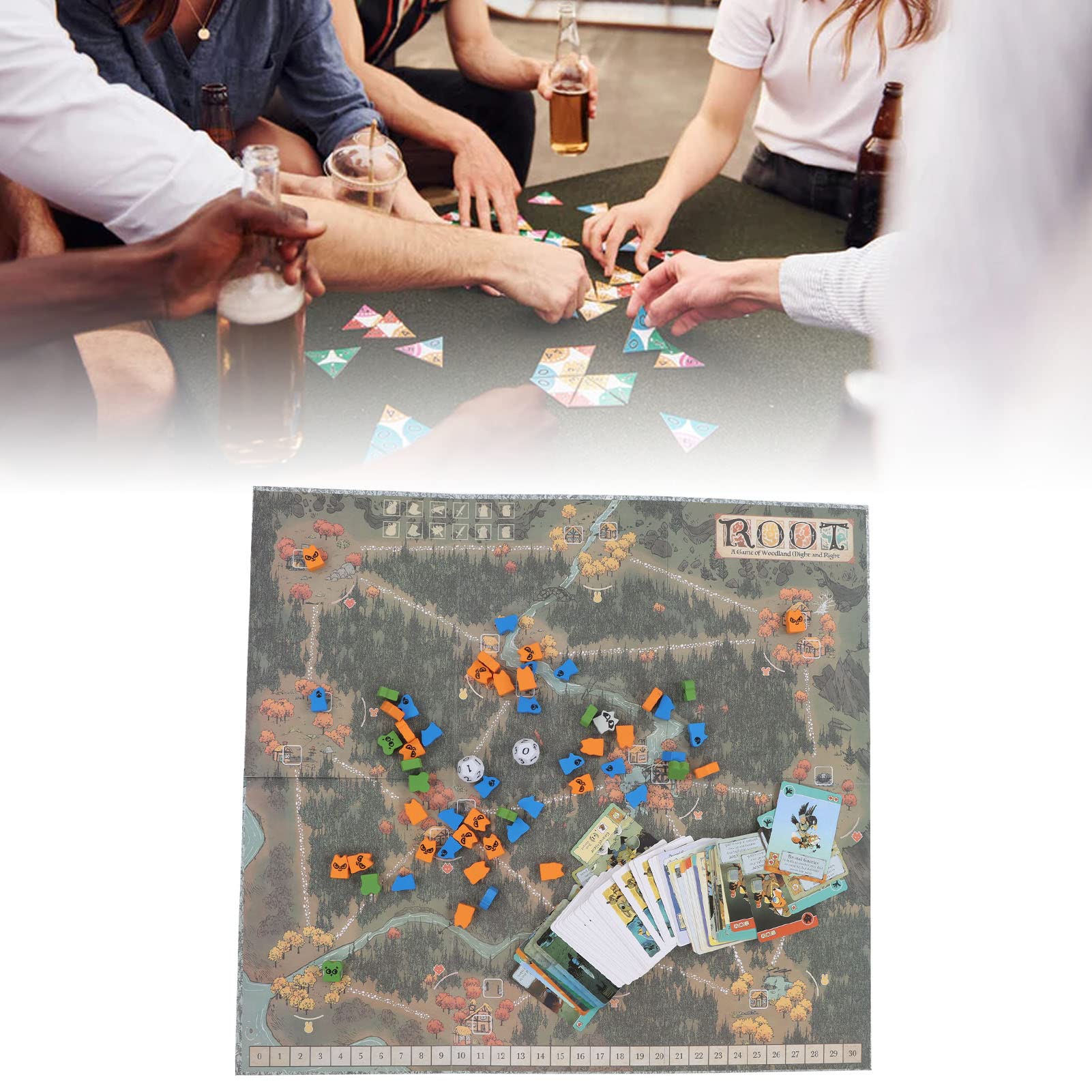 Juego de Cartas de Aventura, Juego de Mesa Interactivo de rol, Juego de Cartas para Fiestas en Familia con 98 Cartas y 56 fichas de Juego para Todas Las Edades, Incluye Dados, Mapa