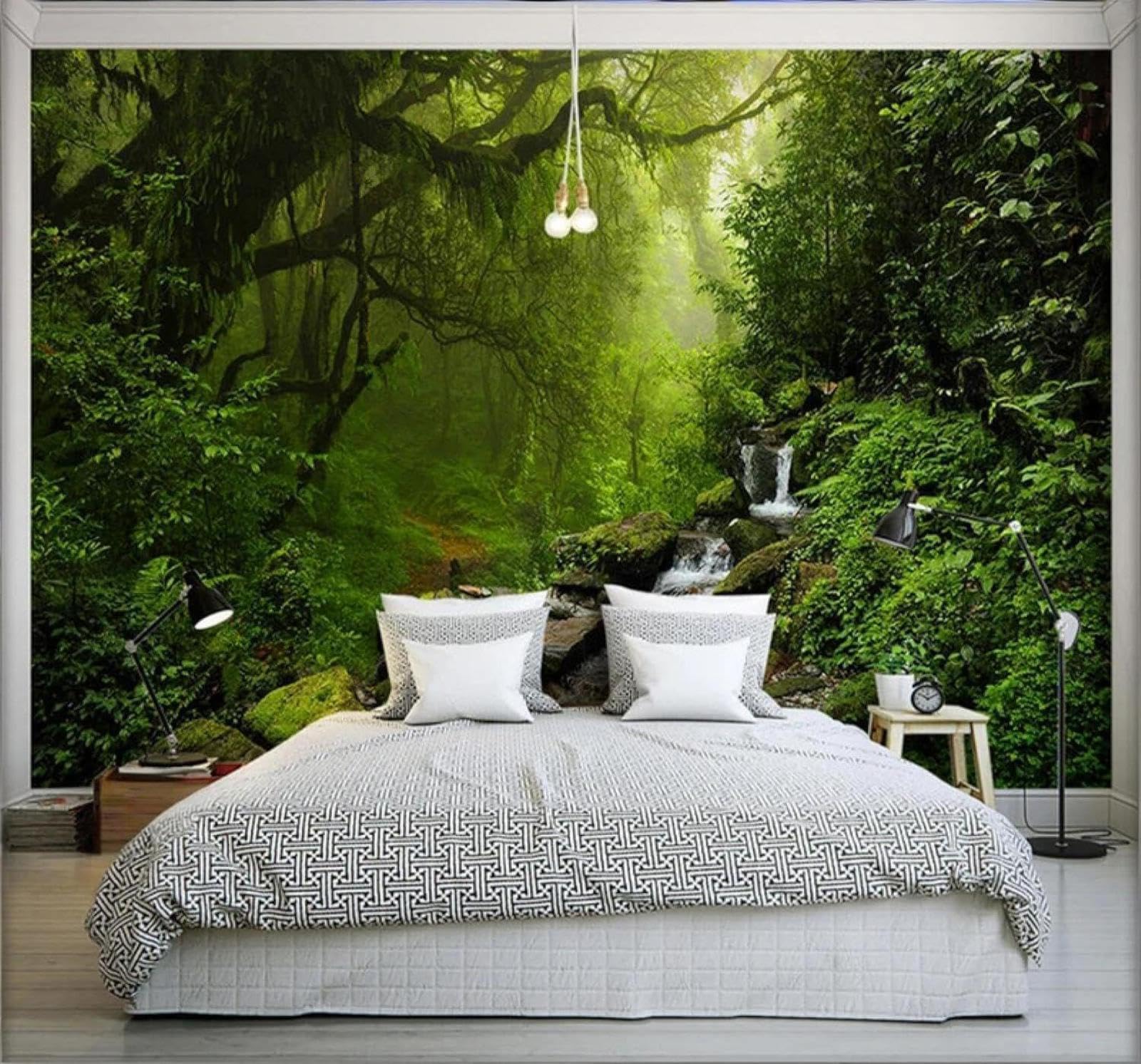 XLMING Fresh Green Forest Stream Landscape 3D Wallpaper Luxury Home Dining Decor Paste Sofa Living Room The Wall for Bedroom Mural-300cm×210cm