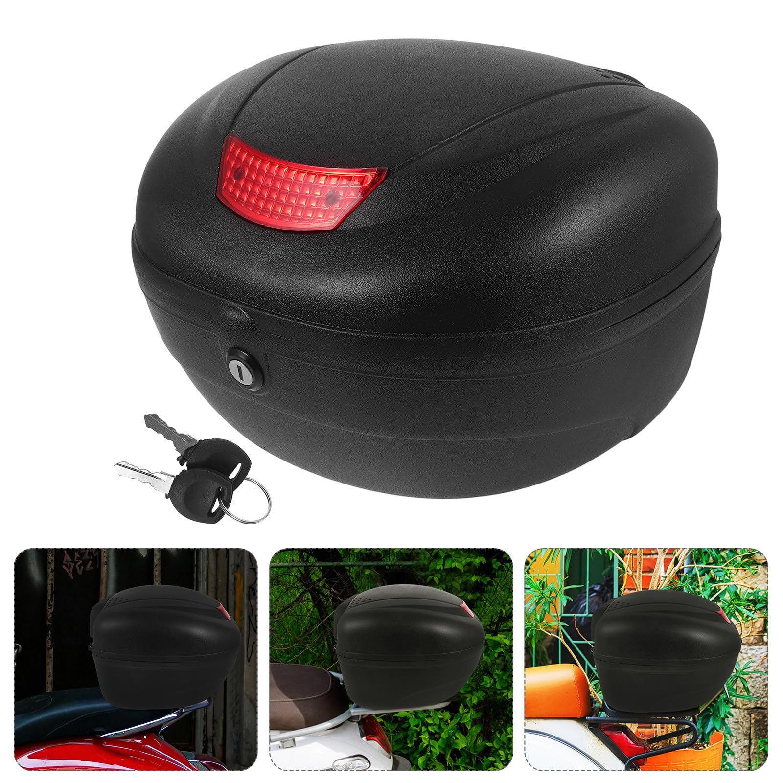 Beaupretty Top Case Moto Noir en Plastique Grosse Capacité et Installation Facile, Coffre Arrière pour Valise Porte-Bagages de Scooter Électrique