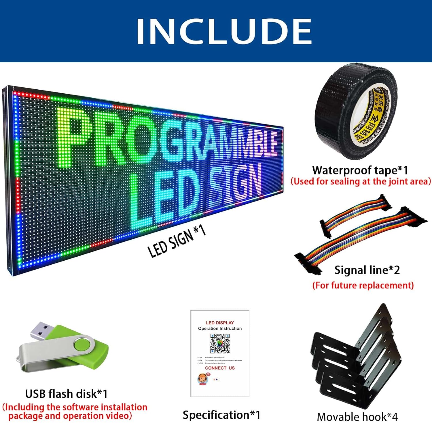 HS Programmable Scrolling Led Sign, Digital Signs Outdoor Waterproof ,Electronic Message Display Board ,Open neon Signs, Full Color High Brightness Big P10 77’’x20’’for Business Store Advertisement Public, APP control - Image 8