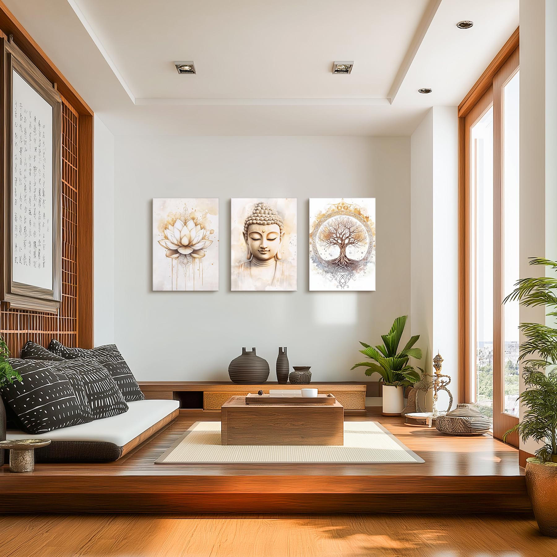 hyidecorart Baum des Lebens Lotus Mandala Wandbilder Wohnzimmer 40x58 cm | Wunderschönes Bild, HD-Druck, Einfach Aufzuhängen, Große Formate, Vielseitige Raumdeko, Ruhige Wandkunst, Geschenk