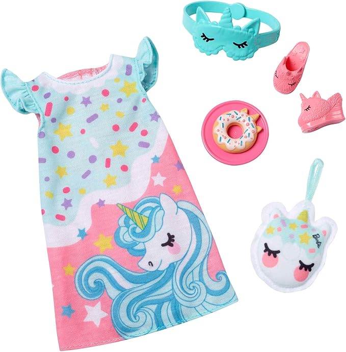 Pigiama Bambina Barbie Unicorno - Set Top E Pantaloni In Cotone, Con Glitter