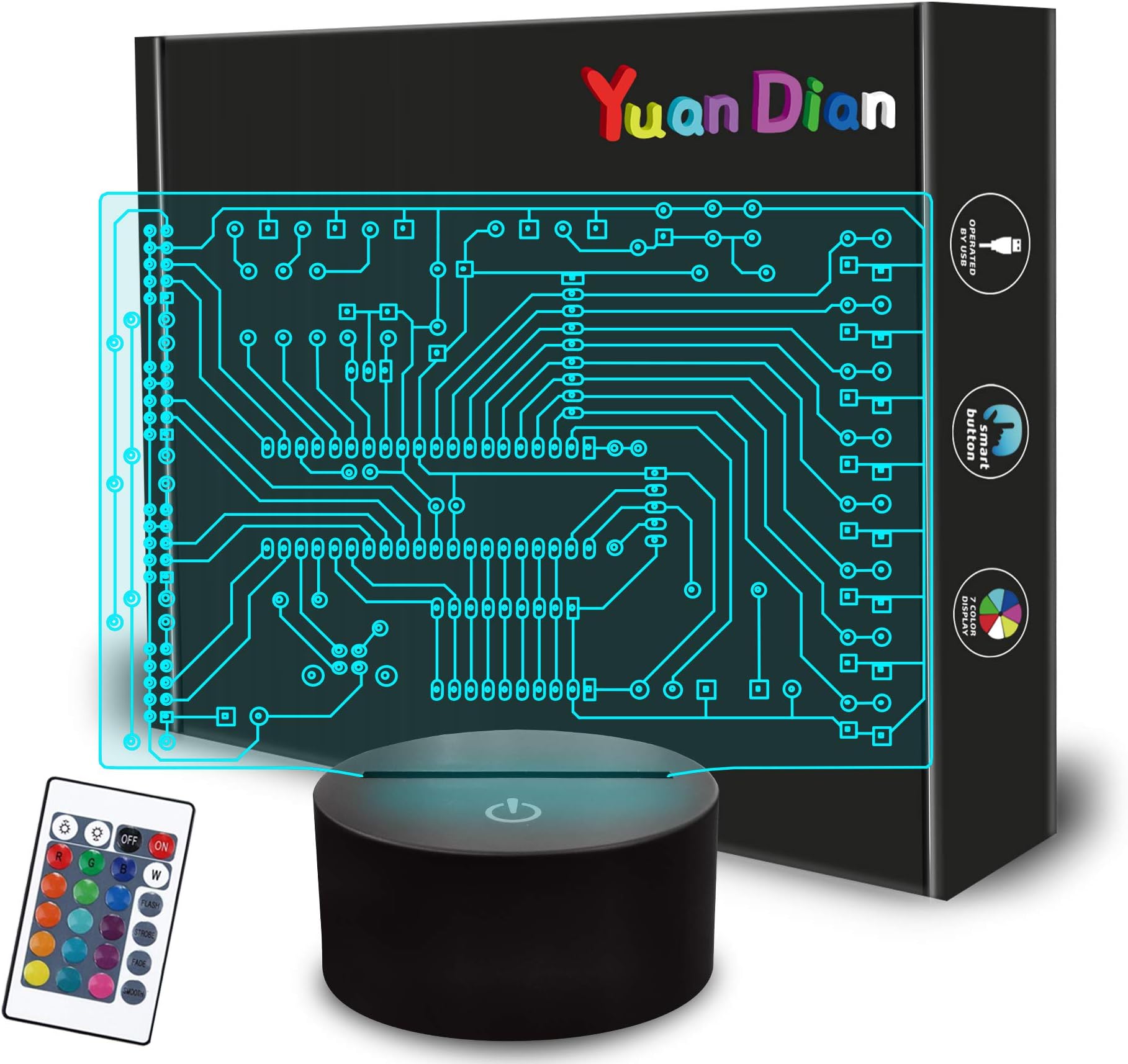 YuanDianGeeky Gifts, Computer Geekery PCB Lamp 16 Colors Changing Touch & Remote Control for Men Boys for IT Tech Support Nerds Geek Lovers