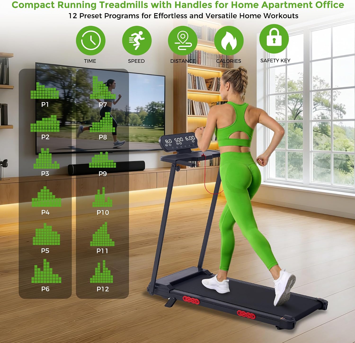 Walking Pad Treadmill with Handle Bar, 3.0HP Portable Electric Treadmills for Home Exercising, 0.6-7.6MPH Mini Walking Pad Treadmill with Incline, Small Under Desk Treadmills for Home Small, 350LBS