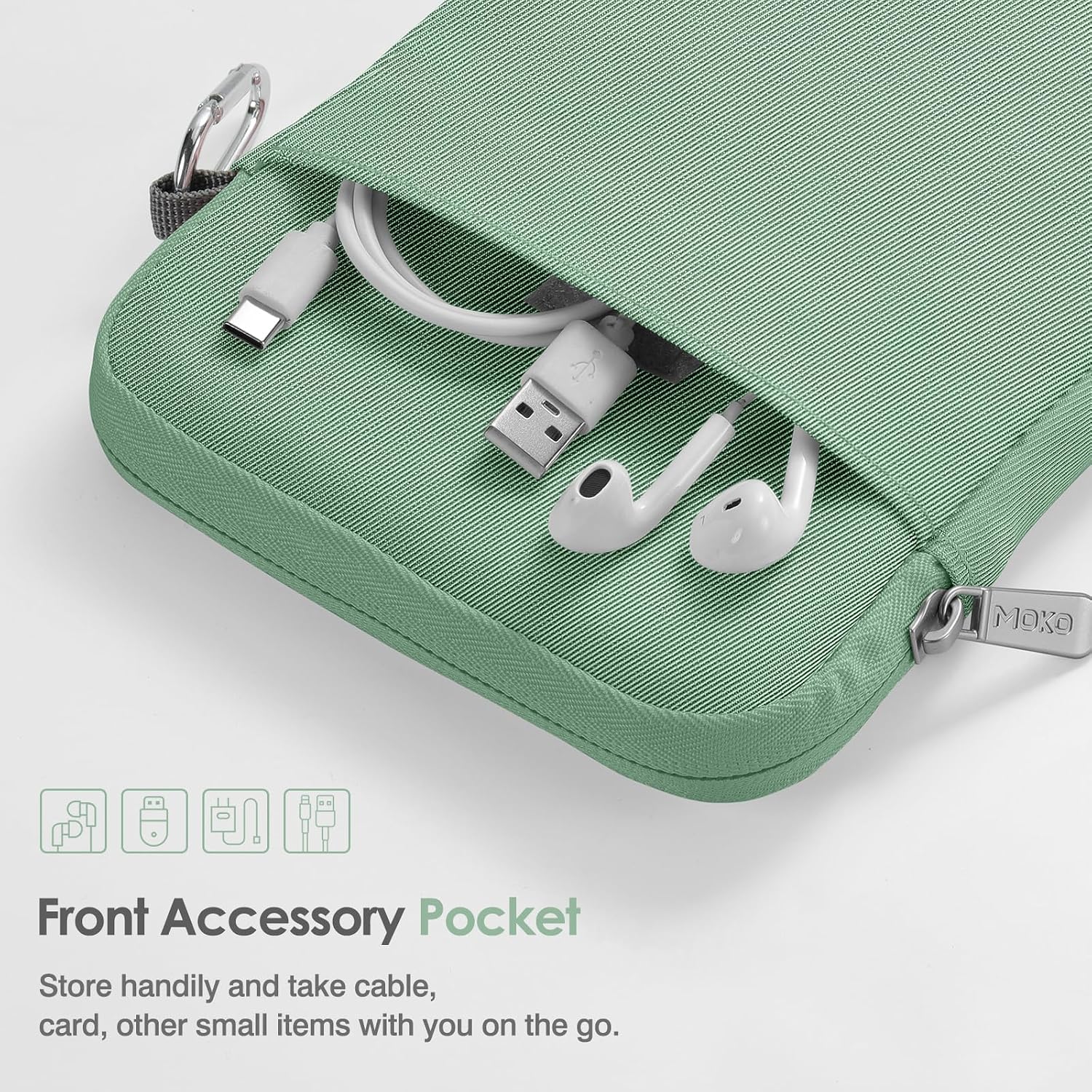 MoKo Padded Ereader Sleeve Case for 6-7 inch Tablet Bag, Compatible with 7" eReader Colorsoft Signature Edition 2024, 6" Kobo, 6" Nook, Dark Green image 5