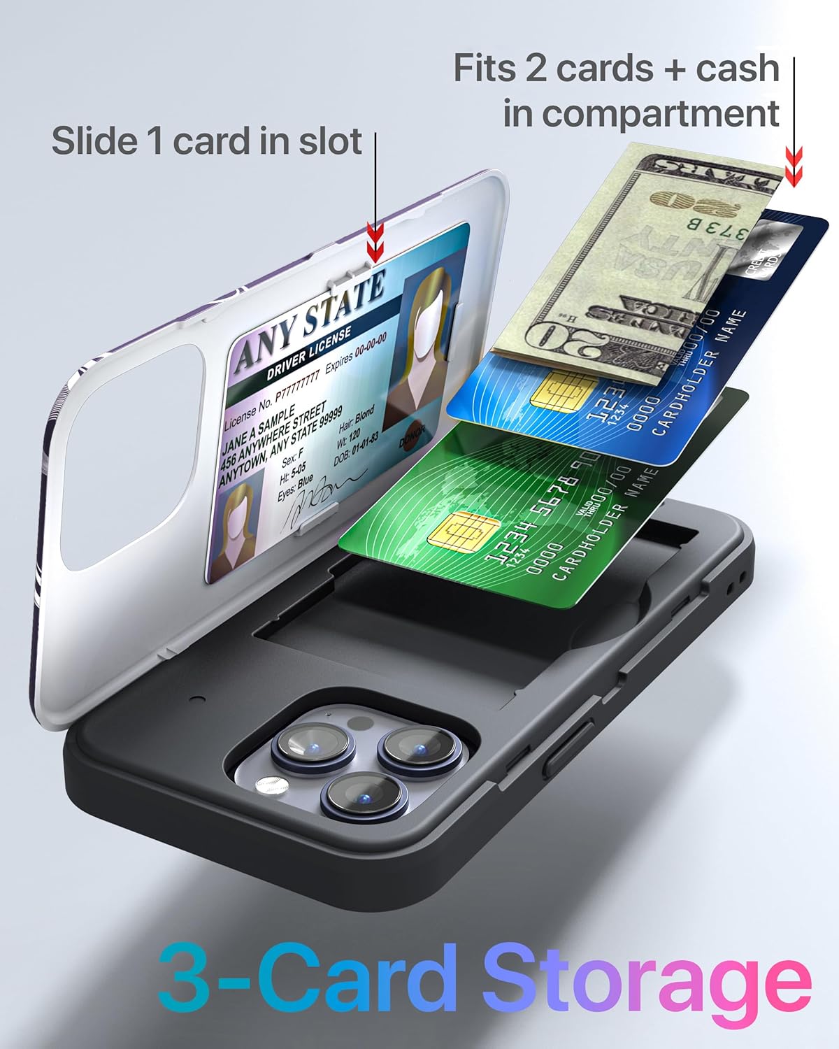 TORU for iPhone 15 Pro Max Wallet Case with Card Holder, Hidden ID Credit Card Slot Flip Kickstand, Slim Fit Shockproof Heavy Duty Phone Cover with Strap - Floral Pattern Flowers - Image 3