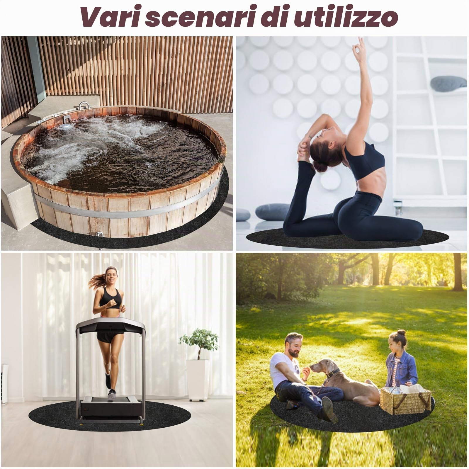 200cm Tappetino per Vasca Idromassaggio, Rotondo Tappetino per Piscina Assorbente Antiscivolo Tappetino per Piscina Fuori Terra per Esterni Interni Spa Proteggi Vasche Idromassaggio dall'Usura