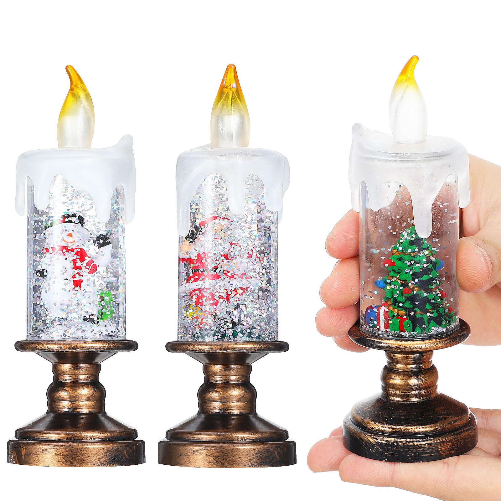 Lámpara de bola de nieve Navideña con llama LED decorativa vintage y eficiencia energética de mesa