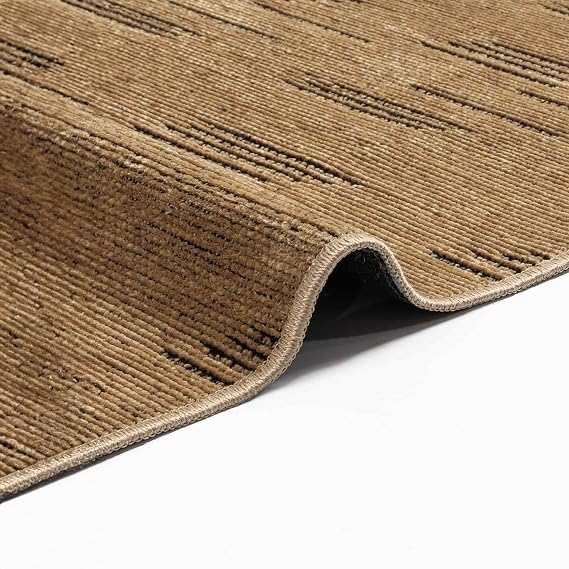 Aden Kaymaz Taban Halı, Aden Sierra 3, Makinada Yıkanabilir Şönil Dokuma Halı (Altın Rengi - 100 x 200cm)