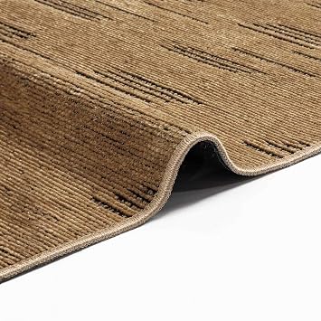 Aden Kaymaz Taban Halı, Aden Sierra 3, Makinada Yıkanabilir Şönil Dokuma Halı (Altın Rengi - 100 x 200cm)
