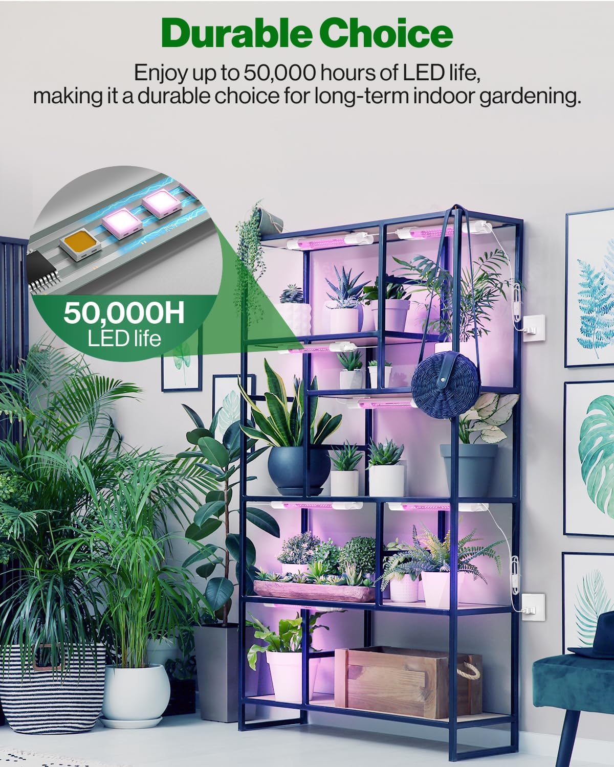 Sunco 1ft Grow Light LED, 10W, Full Spectrum, for Seed Starting, Seedling, Indoor Plants, Plug in Suspended Fixture, Link Up to 16, Inline Switch, ETL 2 Pack.