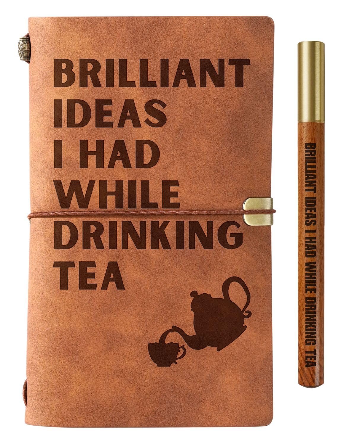 INNObeta Tea Gifts Journal for Tea Lover - 7.8"x5" Leather Embossed Refillable Notebook - Gifts for Appreciation, Congratulations, Christmas and Birthday