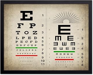 Monem Art Classic Medical Poster - Vintage Science Print - Gift for Artist, Doctor - Eye Chart, Vision Test, Optical, Minimalist - Wall Decor for Clinic, Hospital, Office, 11x14 Black Framed