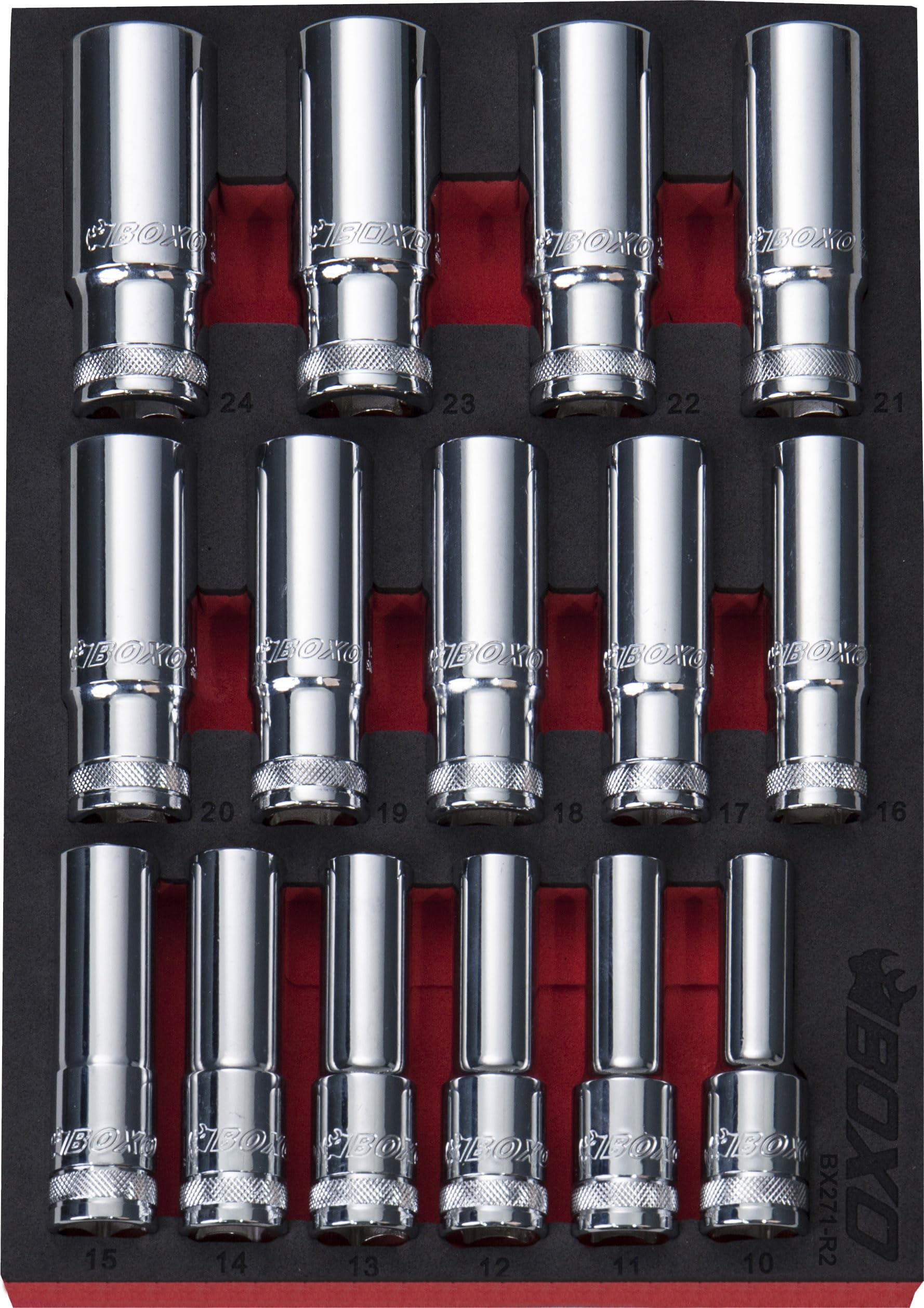 Boxo 1/2" Drive Deep Socket Set 15 Pce 6 Point Bx296-R2