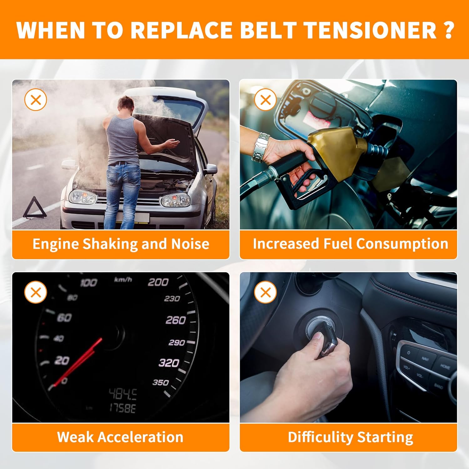 90K-38397A Serpentine Belt Tensioner Kit fit for Chevy Traverse 2013-17, Equinox 2008-09, for Buick Enclave 2013-17, LaCrosse 2005-08, for GMC Acadia 2013-16, OE#12575509 36110 6K930 6PK2363