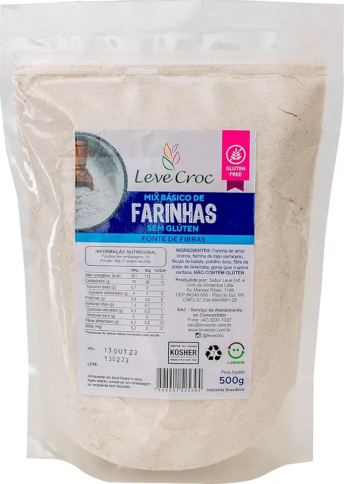 Mix Básico de farinhas sem glúten Leve Croc 500g