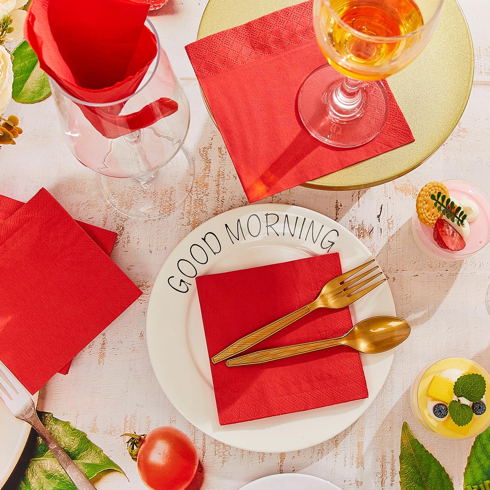 1000 servilletas de cóctel de papel, servilletas de bebidas a granel, servilletas desechables para boda, servilletas elegantes para fiestas y eventos de restaurante (rojo)