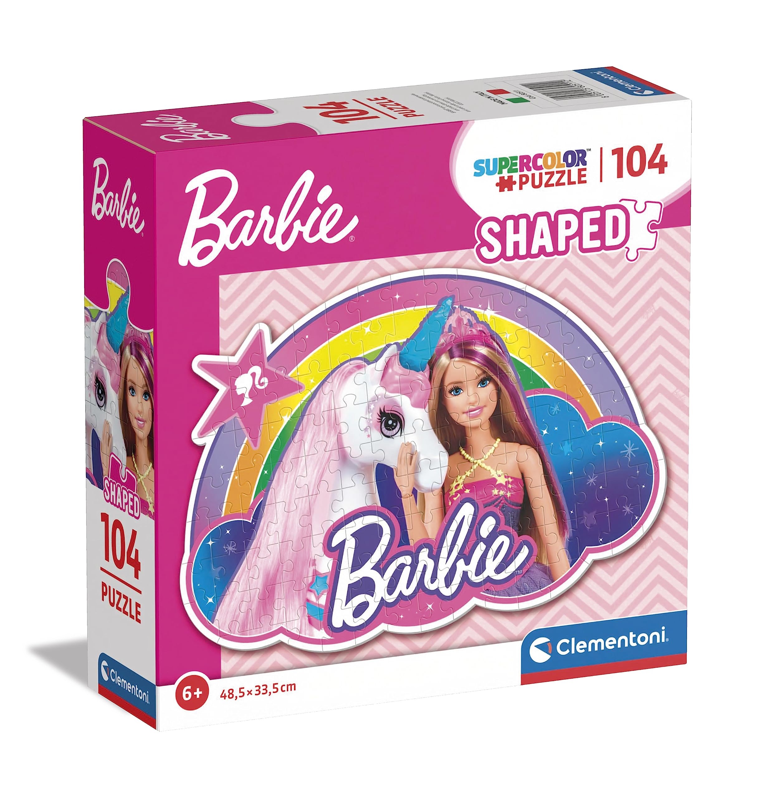 Clementoni 80511 Barbie Supercolor Barbie-104 Pieces-Children Jigsaw Puzzle Age 6, Made in Italy, Multicolour [Amazon Exclusive]