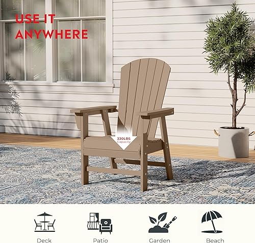 Miniatura 7 de Costaelm Silla Adirondack al aire libre, sillas de balcón de HDPE, silla Adirondack náutica de concha marina portside y sillas para hoguera, madera