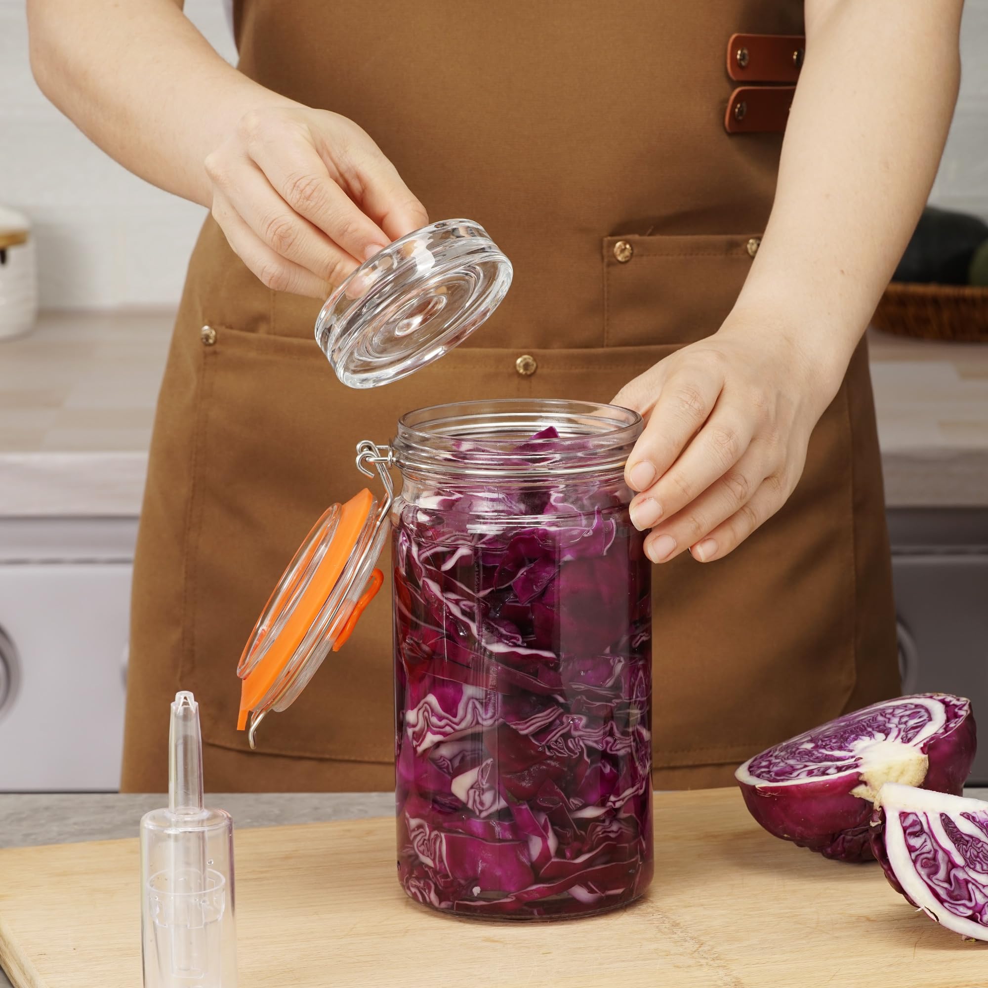Pesi fermentatori in vetro, 4 pezzi, Ø 8 cm, pesi in vetro per fermentazione, peso fermentazione e pietra di contrappeso per bicchieri di mason a collo largo, crauti, kimchi