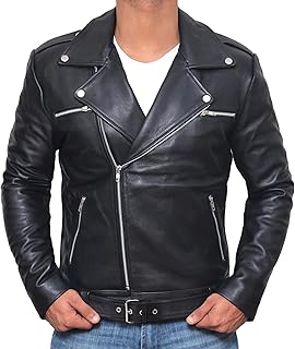 Motorcycle Mens Leather Jacket - Real Lambskin Biker Leather Jacket for Men