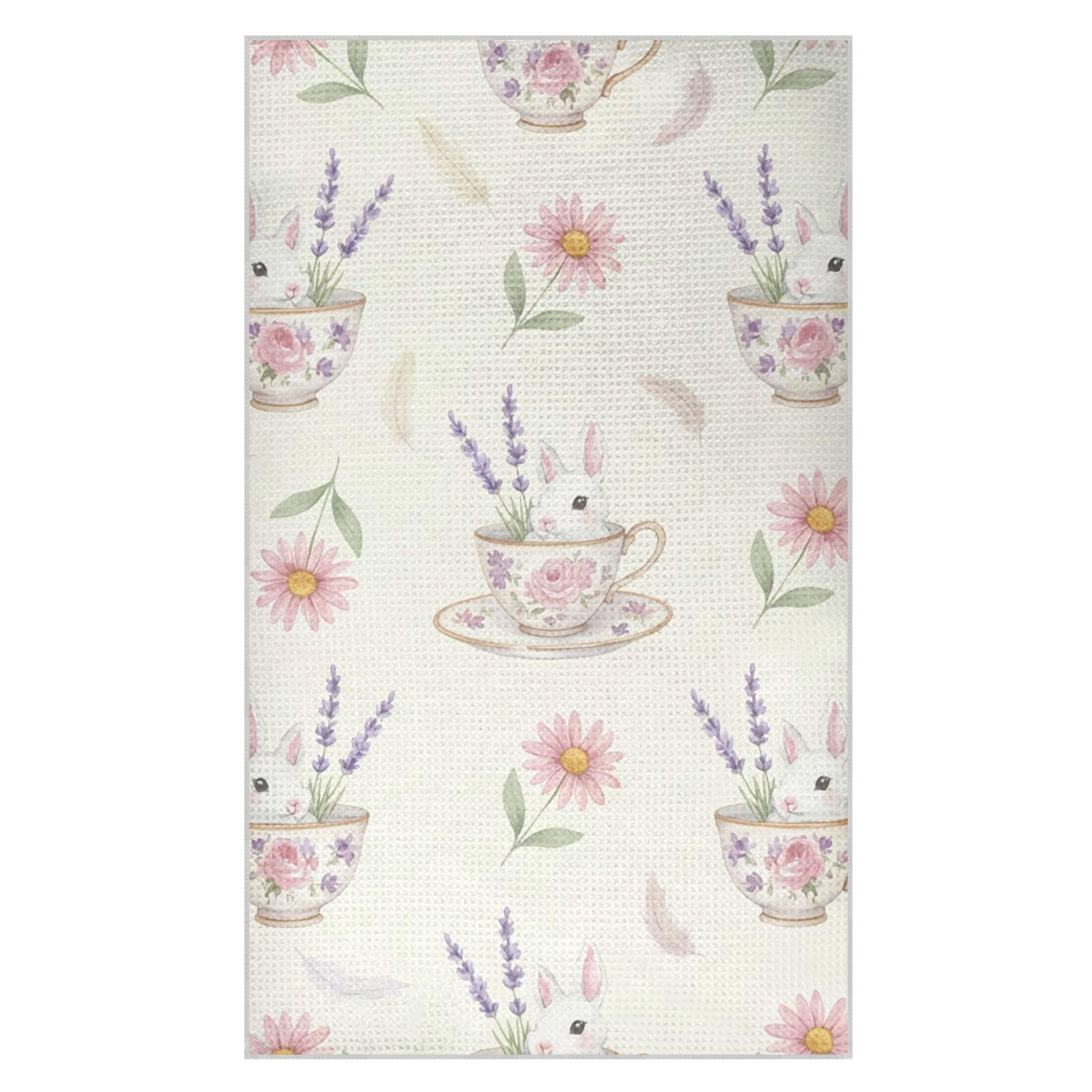 Kutsu Bunny Waffle Weave Kitchen Towels Absorbent Quick Drying Dish Towels for Kitchen, Decorative Tea Towel, 18x30 in