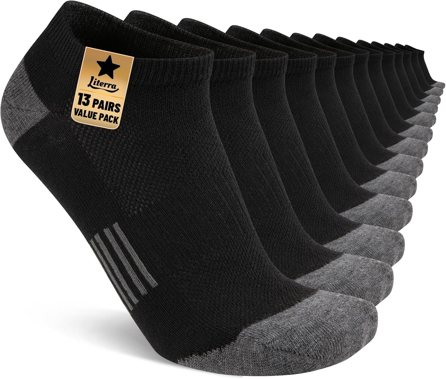 13 Pairs Mens Ankle Socks Size 10-13, Lightweight Athletic Running Socks, Breathable Low Cut Socks for Men