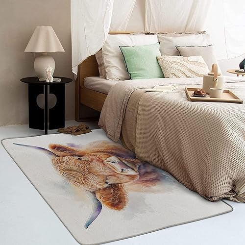 Miniatura 3 de Alfombras lavables para sala de estar, dormitorio, alfombra de vaca de las tierras altas y decoración del hogar, alfombra de área de animales de