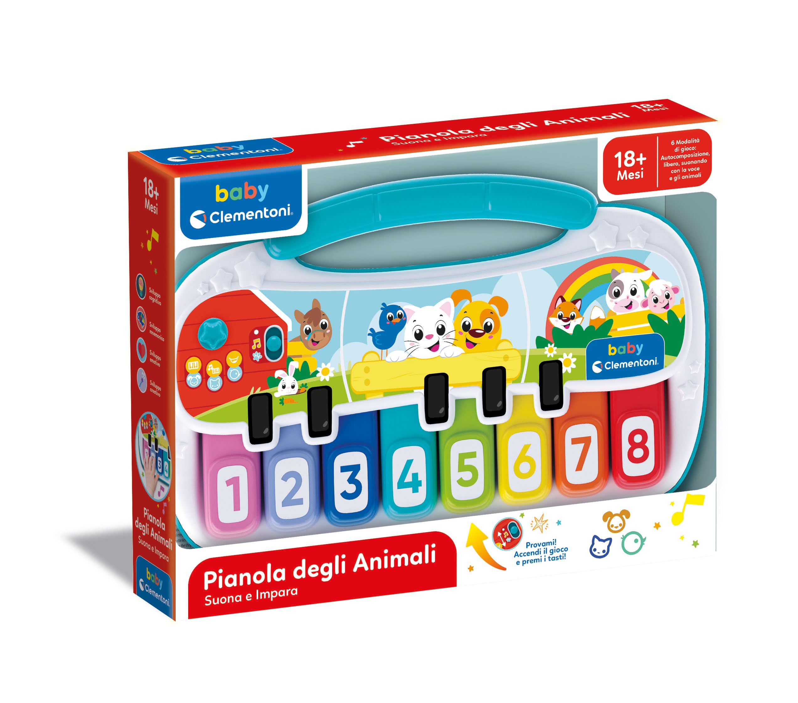Clementoni Baby Pianola degli Animali, Gioco Musicale Prima Infanzia Bambini 18+ Mesi, Tastiera Elettronica Interattiva, Stimola Lo Sviluppo Cognitivo e Creativo, Lingua Italiana, 17938 - 3