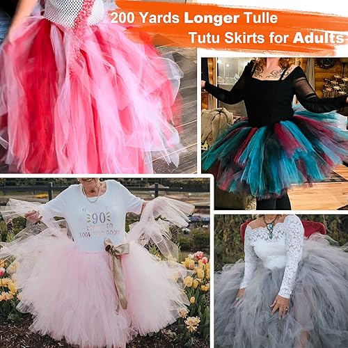 Miniatura 8 de Rollos de tela de tul de 6 pulgadas por 200 yardas (600 pies) para falda tutú, boda, baby shower, decoración de fiesta de cumpleaños, envoltura de