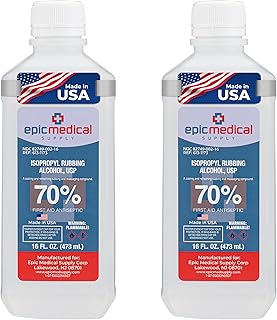 70% Isopropyl Alcohol 70 Percent Rubbing Alcohol 70 Percent USP, 16 oz. Bottle, Multipurpose First Aid Antiseptic for Minor Wounds, Cuts, Scrapes and Burns | Home Cleaning and First Aid Tool (2)
