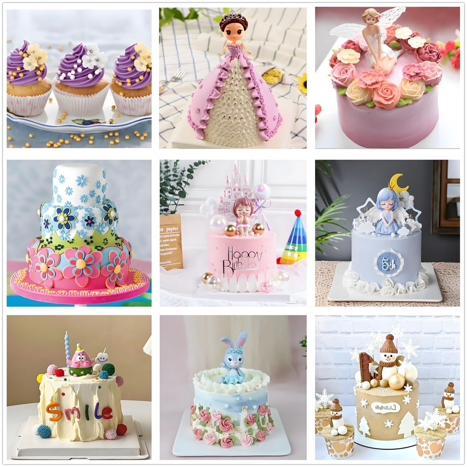 ANSLYQA Kit de decoración de pasteles de 340 piezas, con tocadiscos y nivelador, 55 puntas de glaseado numeradas, 2 espátulas, 3 raspadores de peine, 2 acopladores, 100 bolsas de pastelería, 100