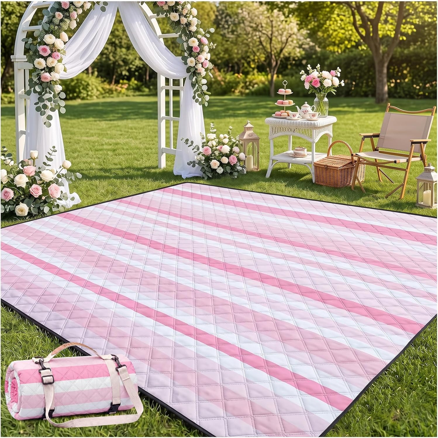 RYCHIC Waterproof Picnic Blanket Outdoor Camping Beach Mat Outside Rug Tent Floor Carpet Extra Large Foldable Sandproof Car Roadtrip Gadget Rv Accessories Glamping Gear Must Haves Hiking Stuff Gift