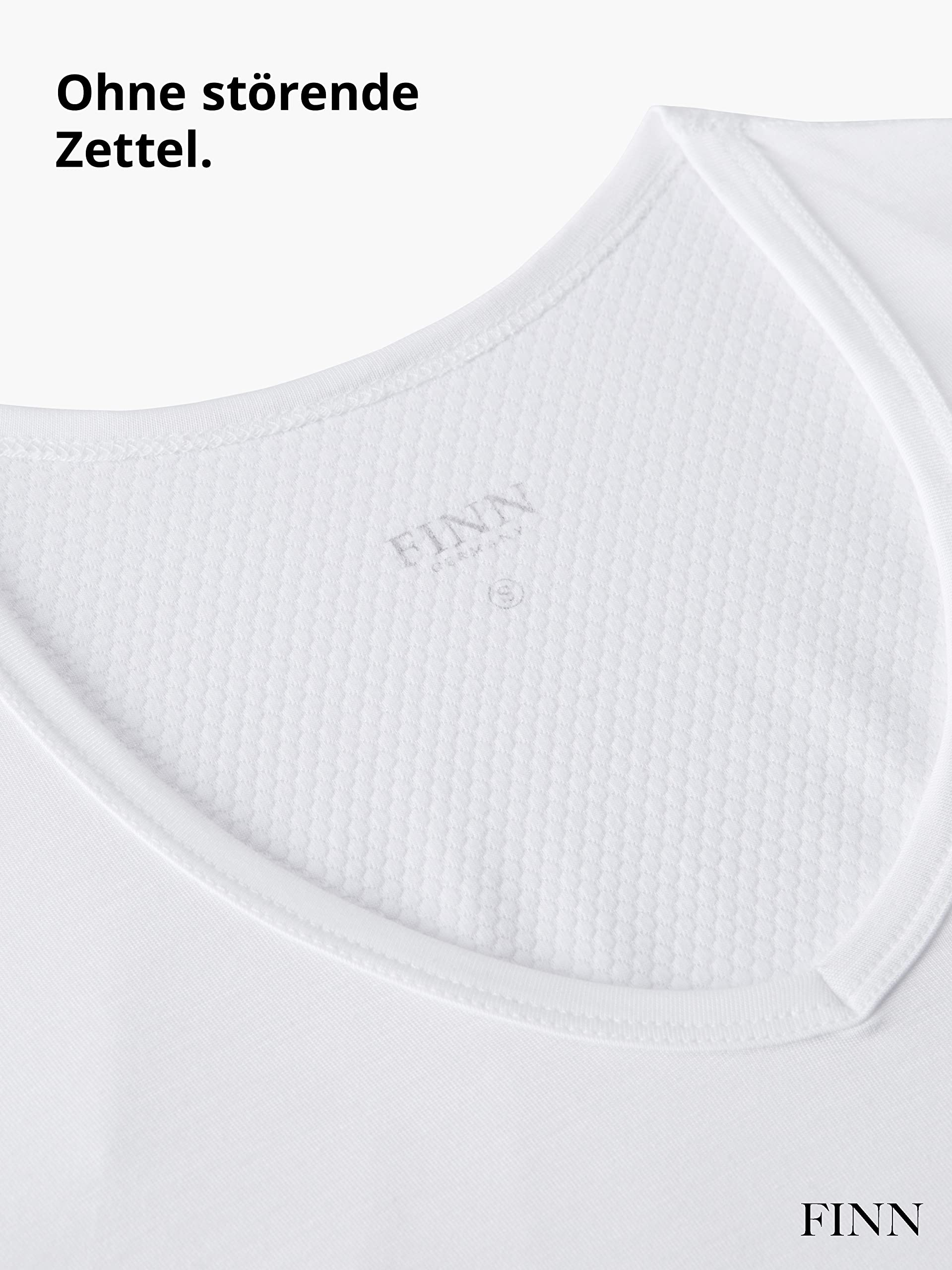 FINN Anti-Schweiß Shirt Herren mit V-Ausschnitt und Rücken-Einsatz – Unterhemd gegen Schwitzen mit Achselpads – 100% Schutz vor Schweißflecken und Geruch