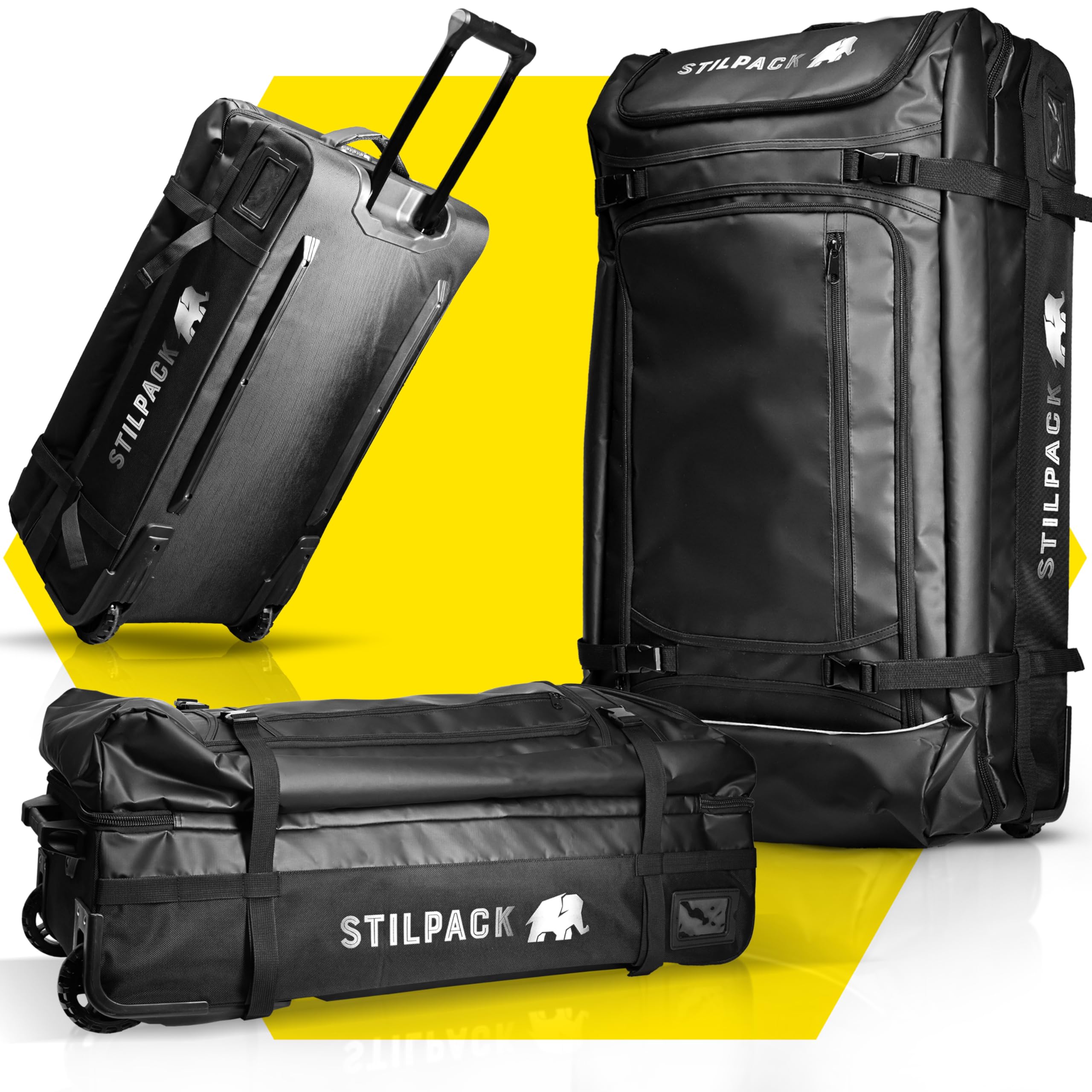 Reisetasche Rollen 120L Groß [Reisetrolley mit integriertem Sicherheitsschloss] Reisekoffer mit Rollen Groß Travel Bag | Reisetaschen Damen & Herren Perfekt für Urlaub Outdoor Sport Koffer | STILPACK