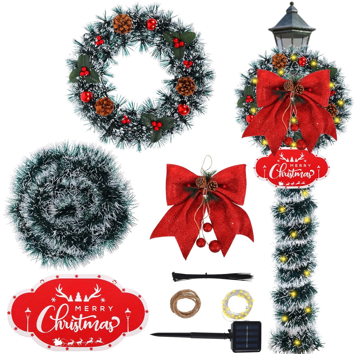 7-Pc Christmas Lamp Post Decoration Set