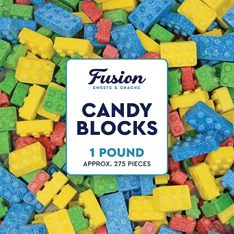 Candy Blocks - 1 Pound, Building Blocks Assorted Fruit Flavor Block Candy