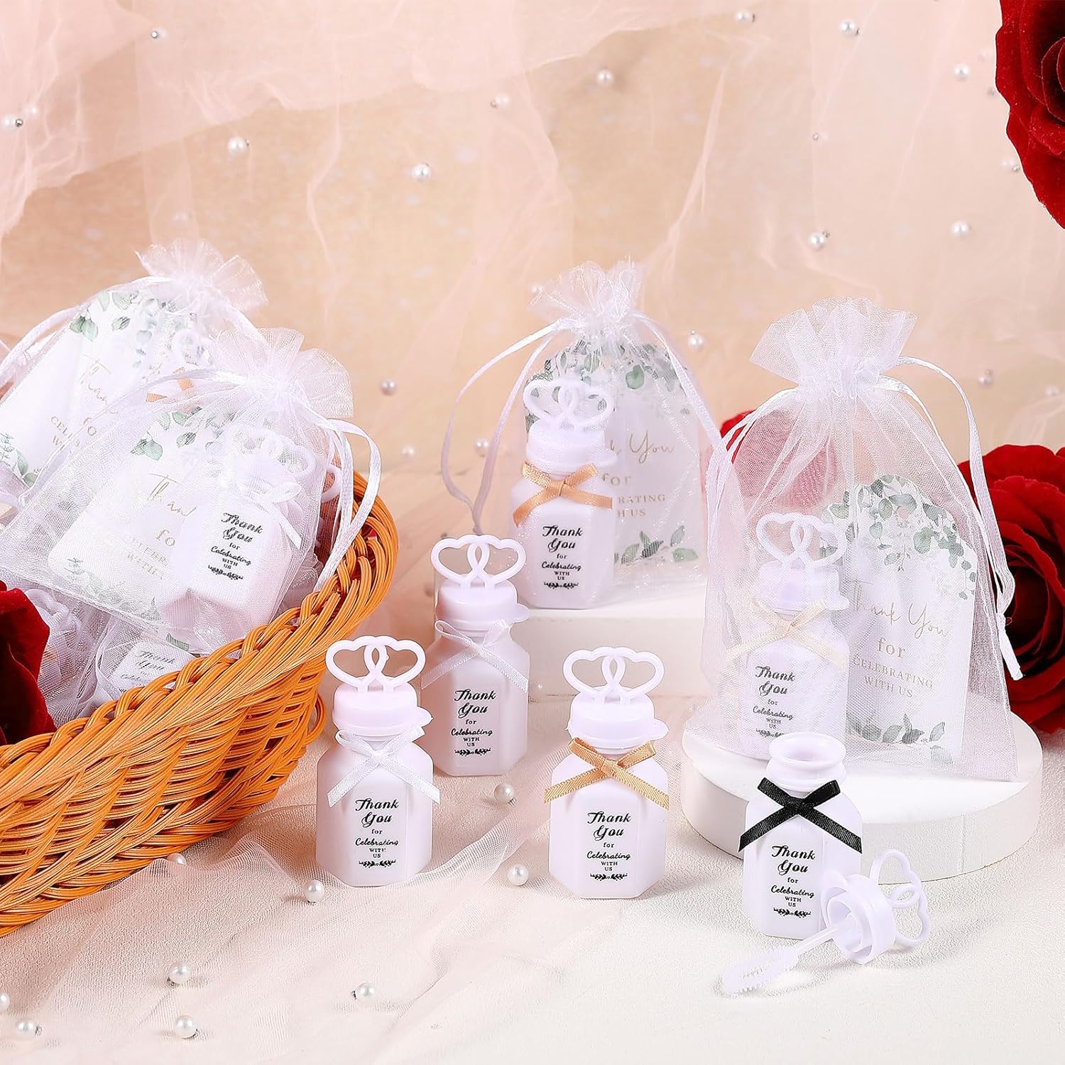 Foilswirl 192 Pcs Wedding Bubbles for Guests Bulk, Mini White Heart Bubble Wands, Funny Party Favors, Wedding Gifts for Anniversary Valentine Engagement Bridal Christmas Celebration
