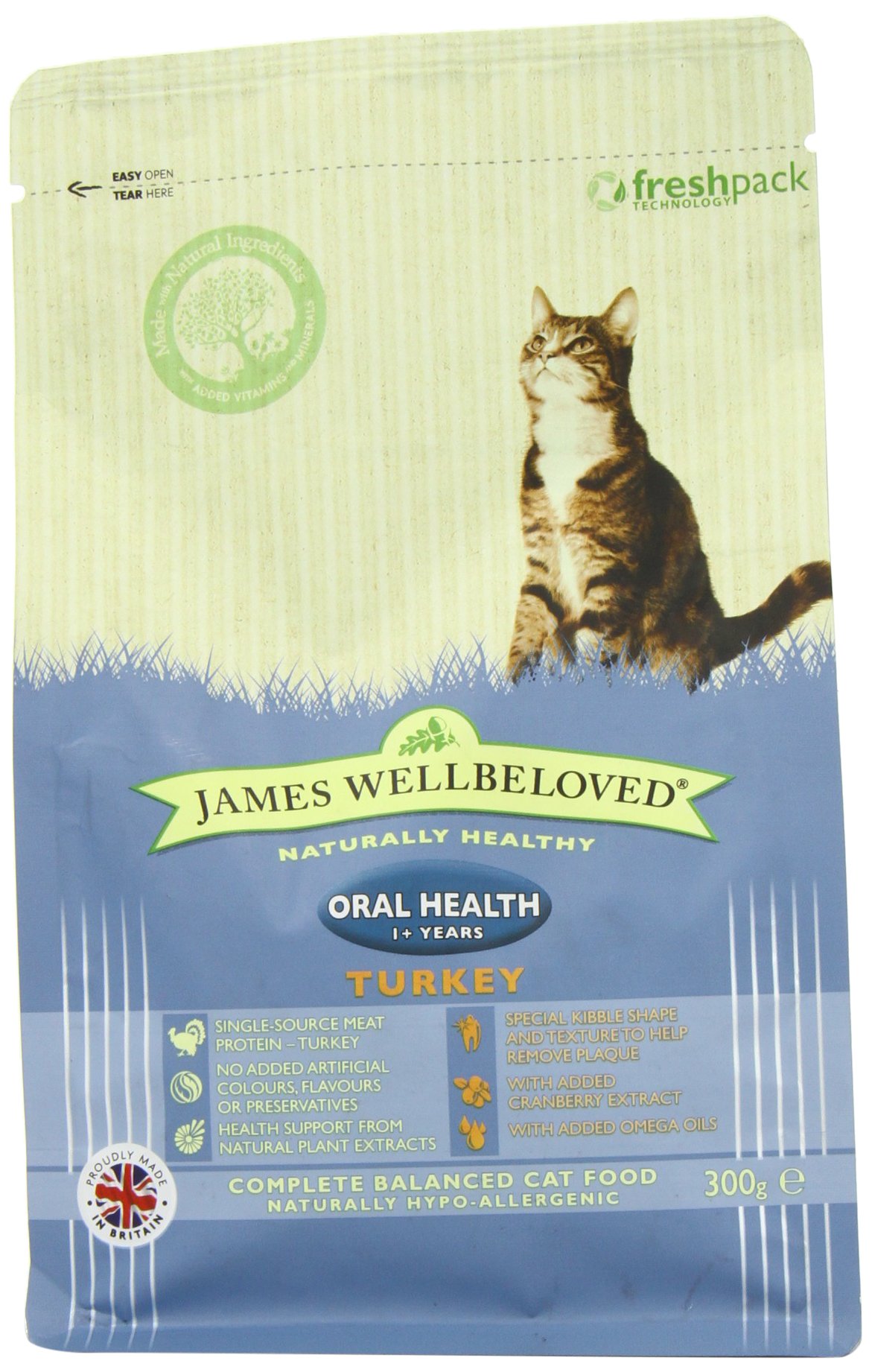 ? James Wellbeloved Complete Dry Oralcare Cat Food Turkey and Rice, 300 g