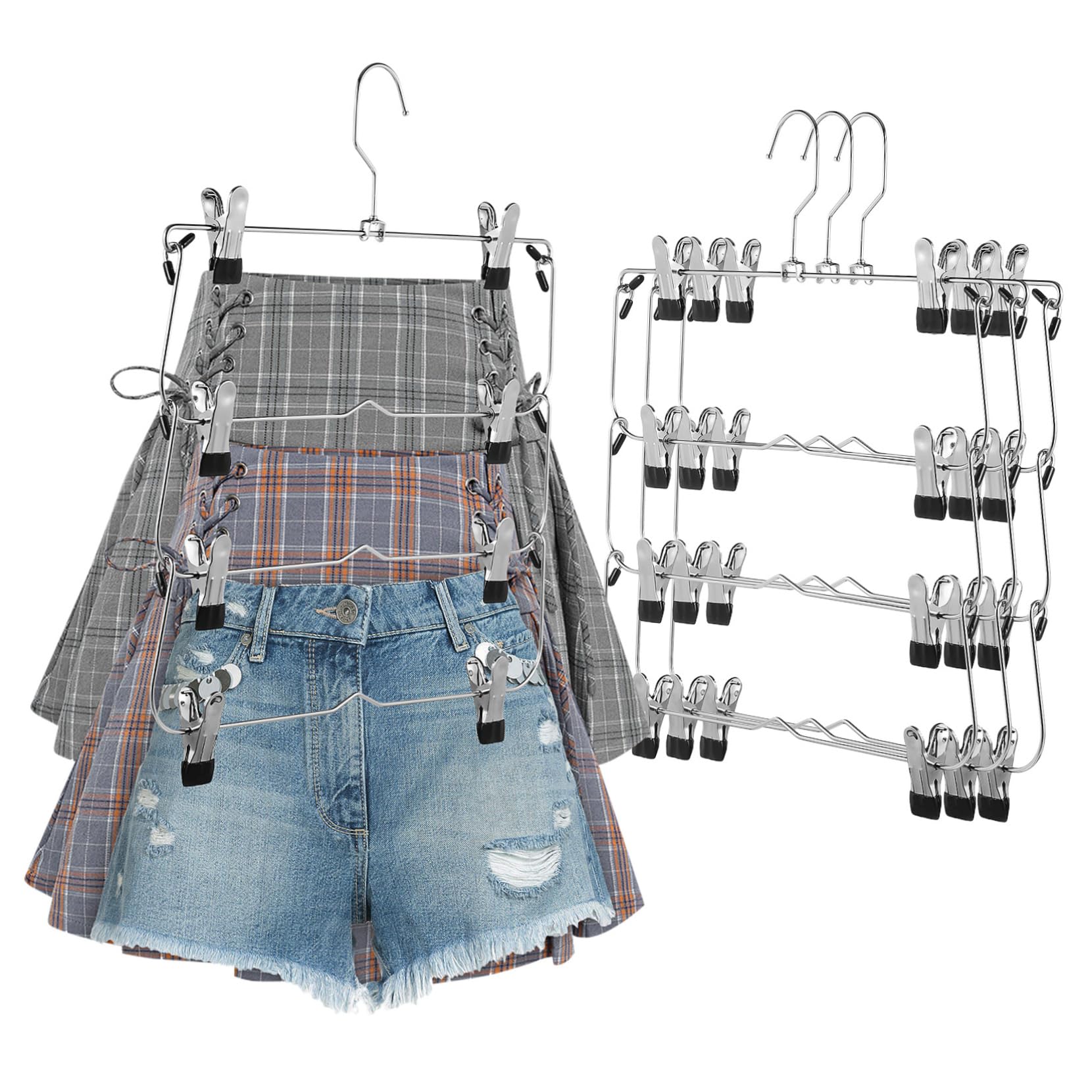 Grucce Per Gonne Multistrato in Acciaio Grucce Per Pantaloni Con Clip Organizer Per Armadio