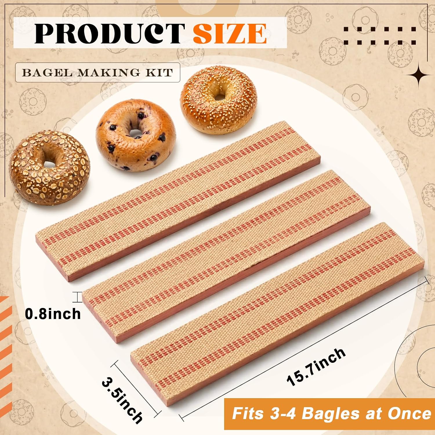 Sliner 4 Pcs Bagel Baking Boards 15.7 x 3.5 x 0.8" Cedar Pine Wood with Burlap Essential Baking Tools Food Grade for Toasting a Beautiful Even Bagel Crust Home Bakers Gift