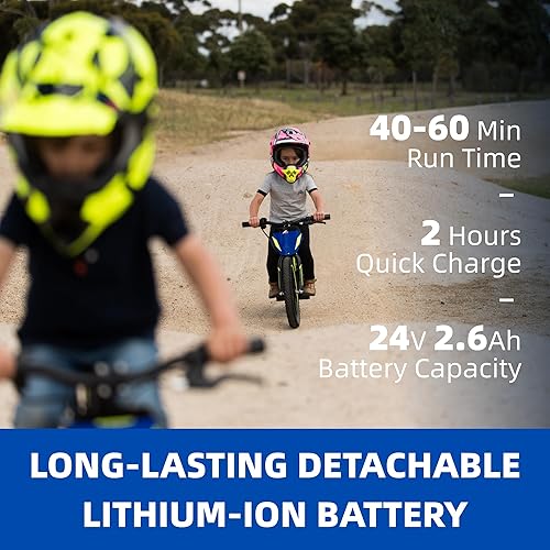 Miniatura 5 de Motocicleta eléctrica ligera para niños, motocicleta eléctrica de 150250 W de hasta 1012 MPH, batería desmontable de 24 V, bicicleta de equilibrio