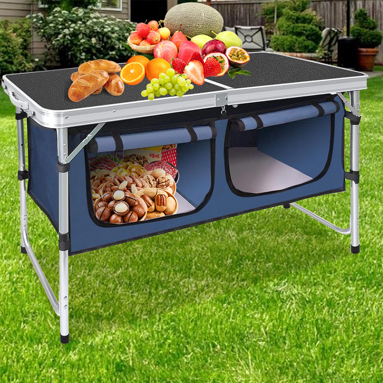 Amazon.co.jp: ピクニック折りたたみテーブル、キャンプ収納、屋外高さ