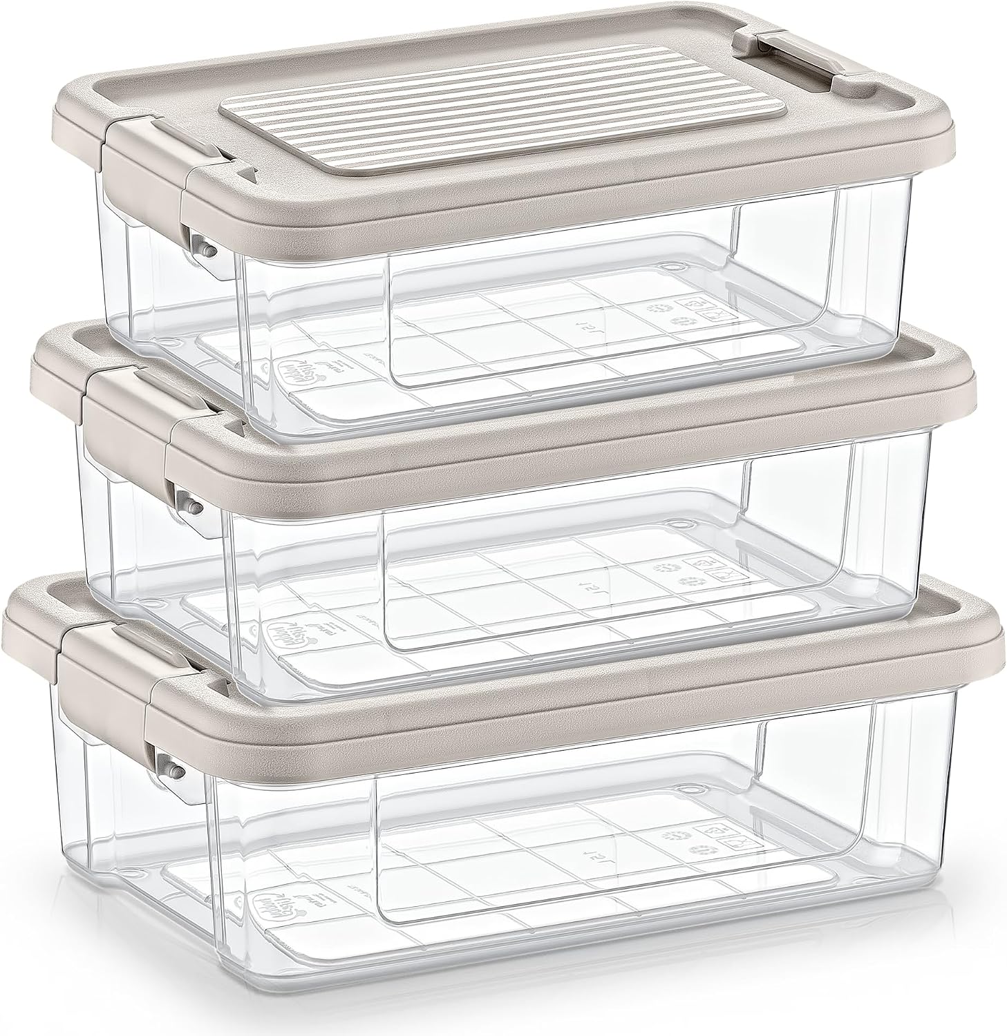 Hobby Life Infinity 3’lü Orta Boy Saklama Seti (3 x 1.5 Litre) – Mat Dokulu Bej, Kilitli Kapaklı İstiflenebilir Premium Gıda Kabı