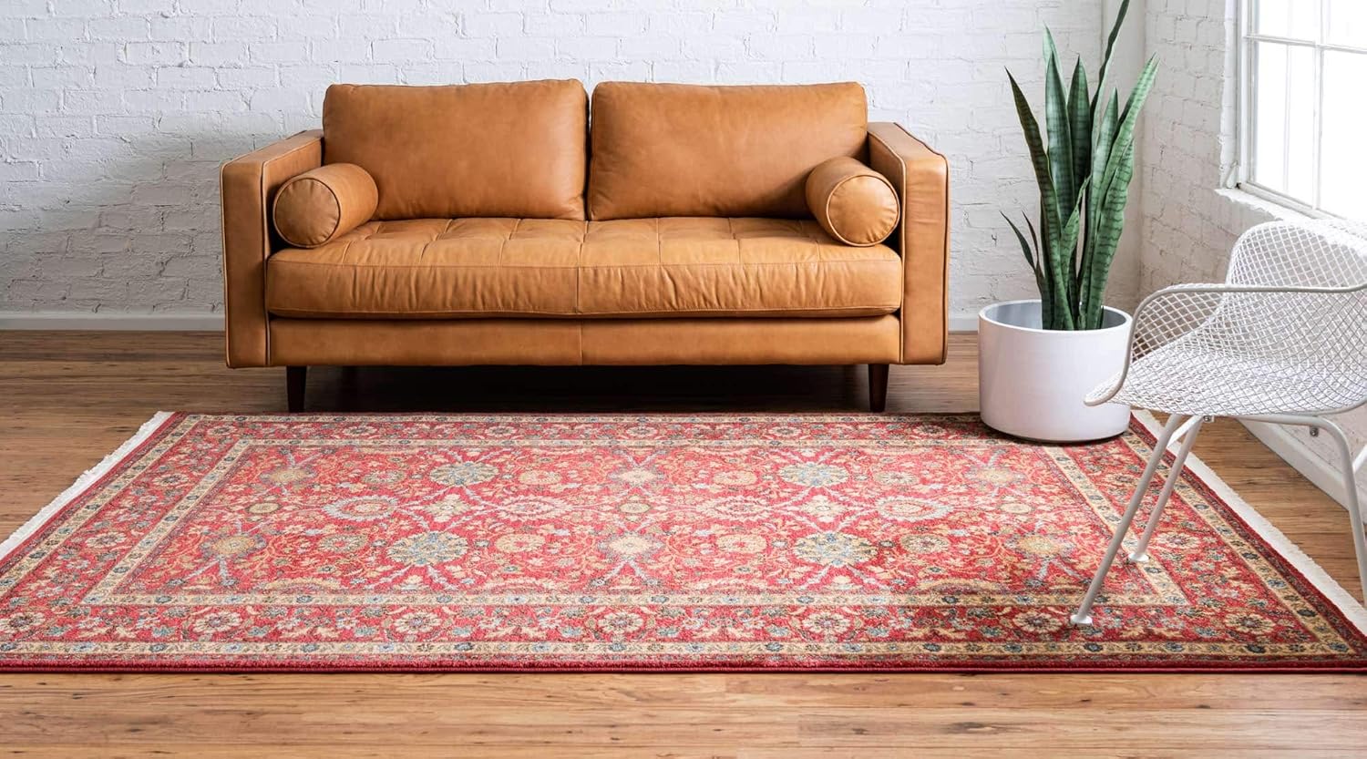 Unique Loom Edinburgh Collection Area Rug - Monroe (5' 1" x 8' Rectangle Red/Beige)