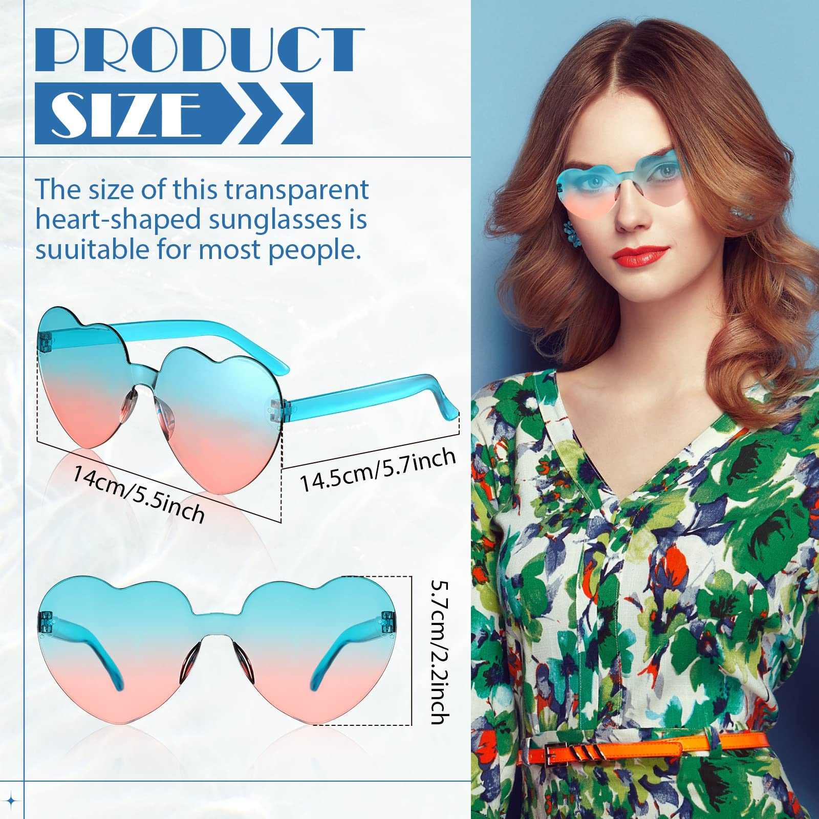 Kathfly 24 pary letnich okularów przeciwsłonecznych w kształcie serca bez oprawek okulary przeciwsłoneczne w pięknym stylu dla kobiet impreza cosplay