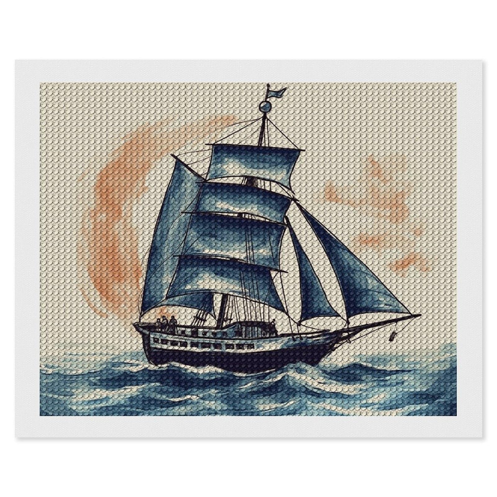 NONHAI Diamond Painting Kits for Adults - DIY Diamond Art Kits for Beginners - Full 5D Paint Drill Diamond Dots Paintings- Nautical Sailboat Diamonds Pictures Gem Art and Craft Wall Decor 16"x20"