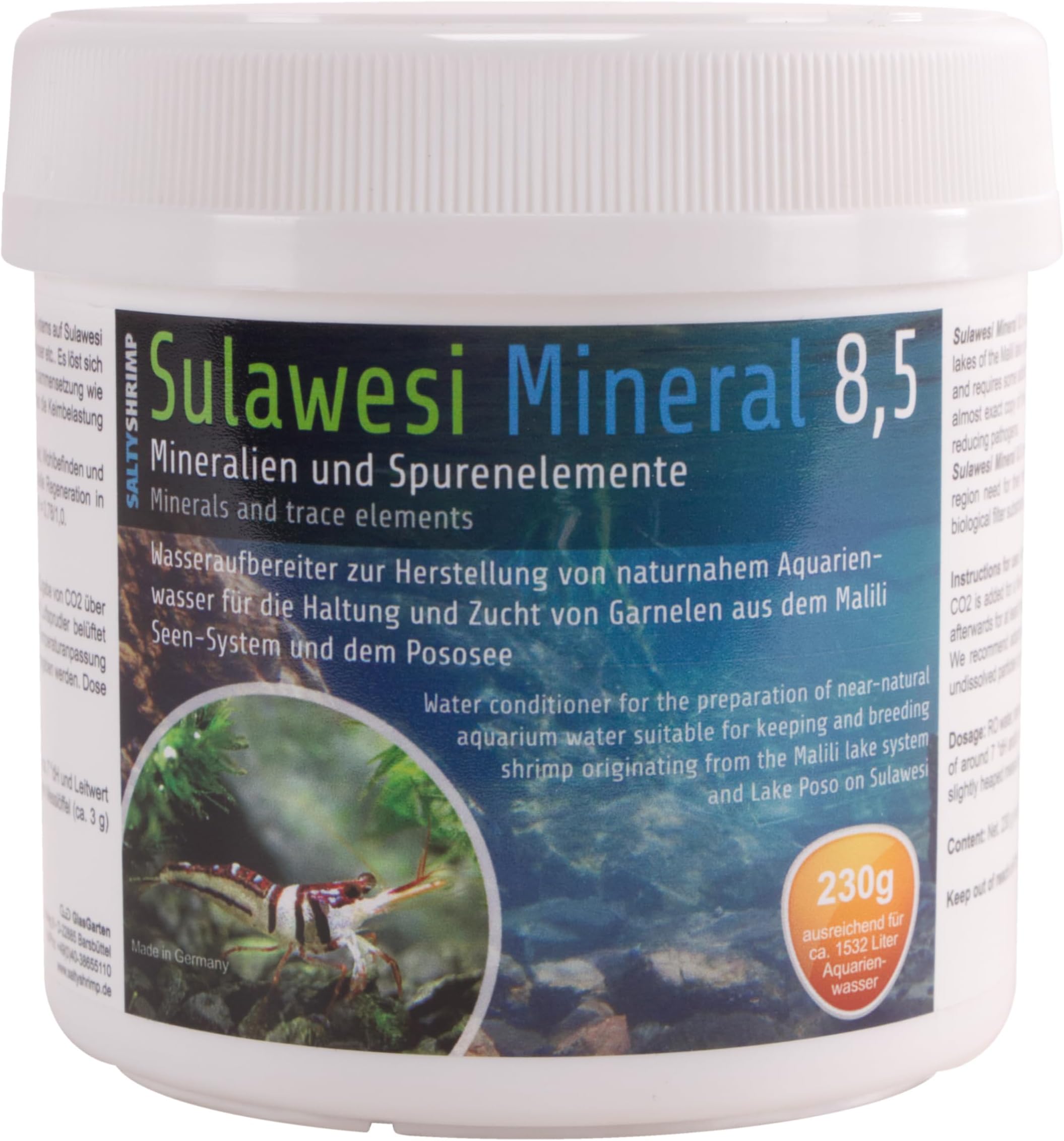 Sulawesi Mineral 8,5 | 230g - Sulawesi salt for hardening osmosis water, rainwater etc.. Reduction of bacterial load due to high pH value of 8.5