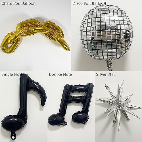 Miniatura 5 de Kit de guirnalda de arco de globos de los años 80 y 90, color brillante con cadena, globos de estrella de música disco para suministros de fiesta de