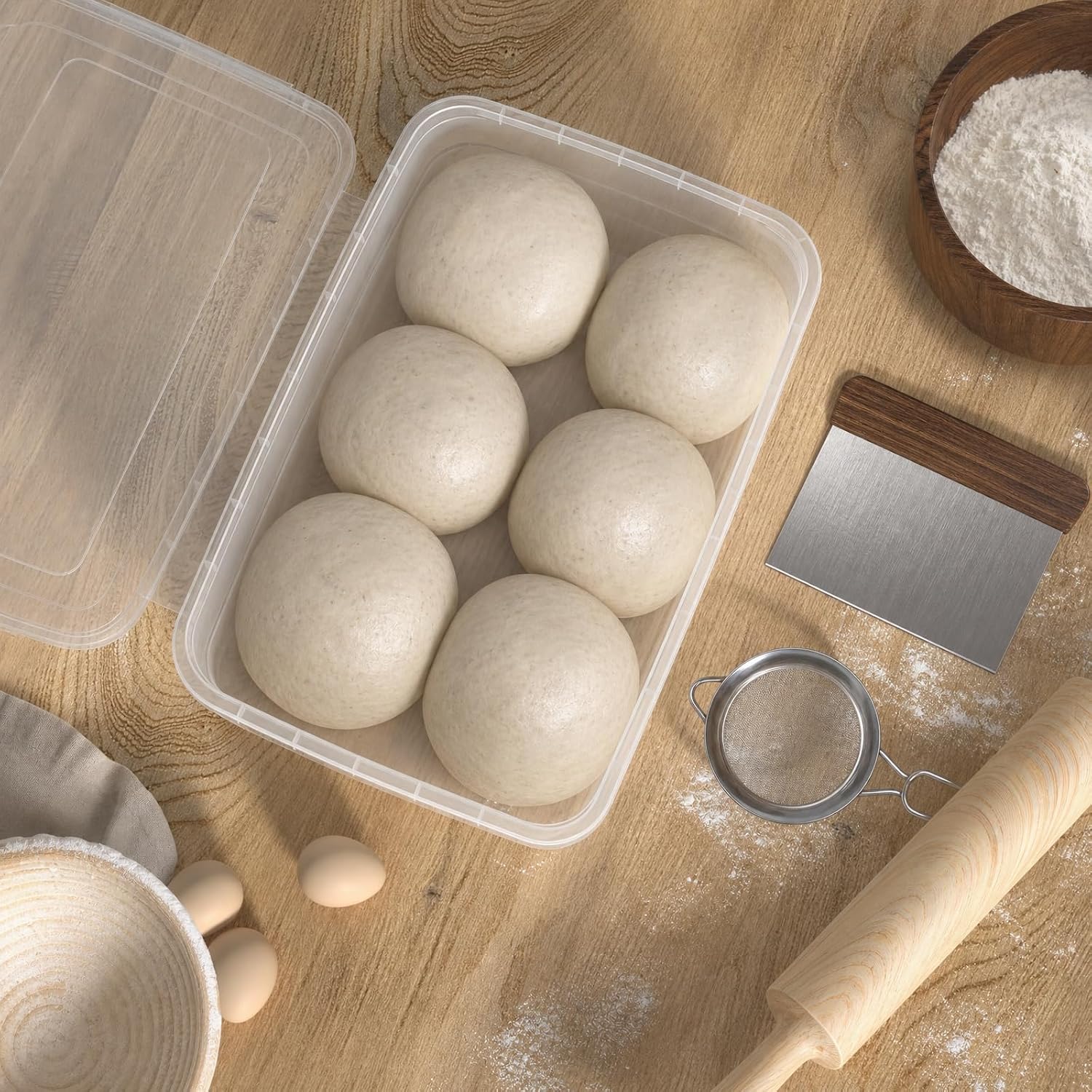 Zopnny 2-Pack 16 Quart Plastic Proofing Containers Box with Latching Lid | Stackable Nestable Storage Bins, Clear Pizza Dough Proofing Box, Food-Grade Plastic, Stackable Storage Bins for Bread, Pizza
